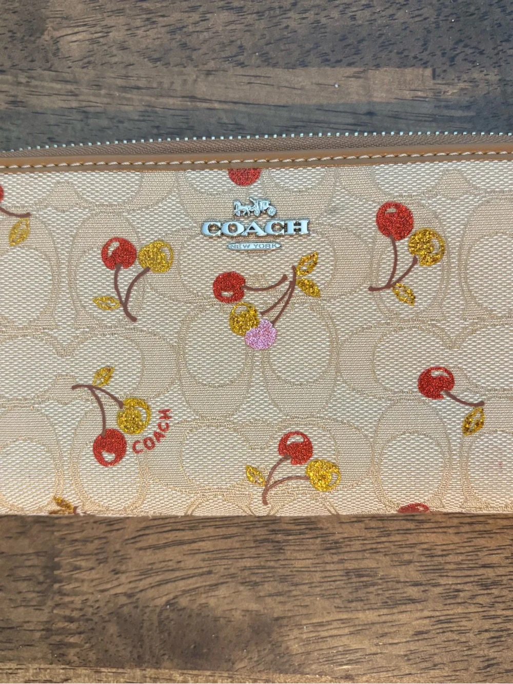 Coach Glitter Cherry Zip Around Accordian Wallet - Picture 2 of 7